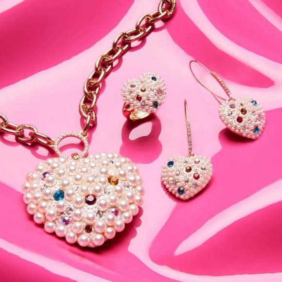 New Betsey Johnson POP HEART PEARL NECKLACE MULTI - Picture 8 of 12
